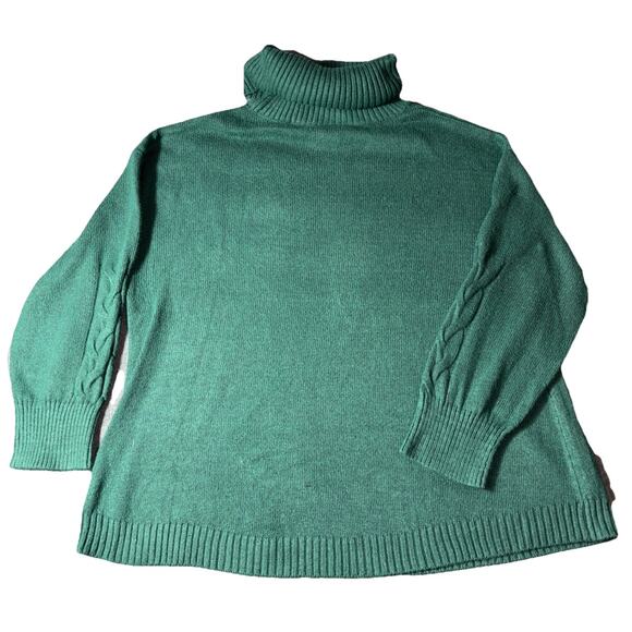 St. John's Bay Womens 2X Green Cable Knit Turtleneck Preppy Cozy - Picture 2 of 7
